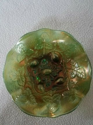 Fluted Green Carnival Glass Dish