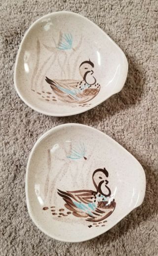 Red Wing Bob White Quail Lugged Soup / Salad Bowls (2) Collectible Pottery