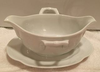Kaiser Dubarry White Gravy Boat With Under Plate W/2handles,  Most Soft Porcelain