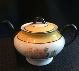 Vintage Syracuse China O.  P.  Co Black & Yellow Teapot