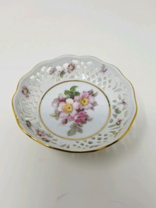 E & R Schumann Arzberg Germany Reticulated Plate Rosedale 3 3/4 "
