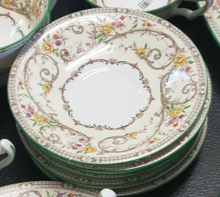 Minton Brentwood China Saucer Set Yellow Floral Pattern England