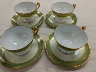 Hutschenreuther Selb Lhs Bavaria Germany Coffee Tea Cups & Saucers Set Of 4