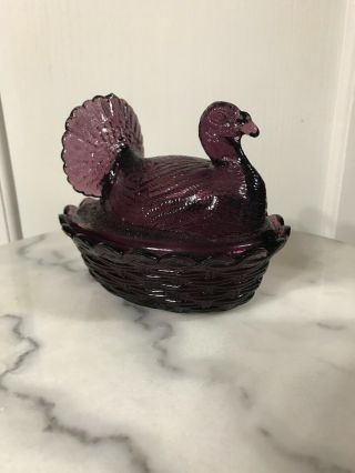 Boyd Glass Purple Turkey On A Nest 5 1/2 In