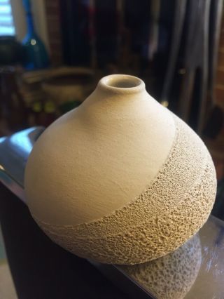 Interesting Studio Pottery White Lava Coral Glazed Pottery Vase Signed Rg