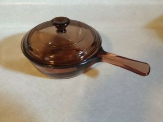 Pyrex Visions Corning Cookware Amber 0.  5l Sauce Pot Pan / Lid Usa Cover P81c B
