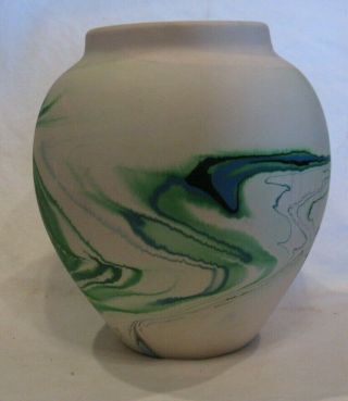 Large Nemadji Pottery Native Art Swirled Colors Vase - 8 