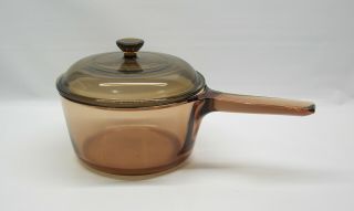Vision Corning Ware Amber 1.  5 L Sauce Pan W/lid Cookware