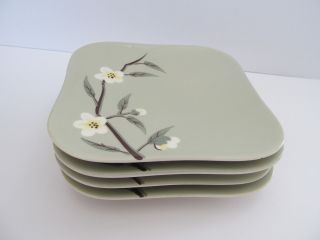 Vtg Weil Ware Blossom Celadon Hand Painted California Made Bread & Butter Plates