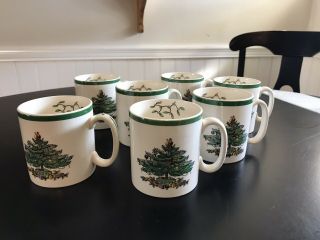 Set Of 7 Spode Christmas Tree Mugs Made In England