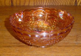 Vintage Imperial Carnival Glass Small Fruit / Dessert Bowl - Grapes & Leaf - 5 "