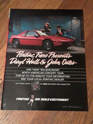 Vintage Fiero Car Ad Daryl Hall And John Pages Ad