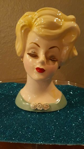 Vintage Lady Head Vase Velco 10758