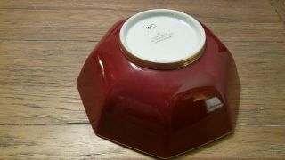 Fitz & Floyd Renaissance Red White Cinnabar Octagonal Serving Bowl 9 " Japan
