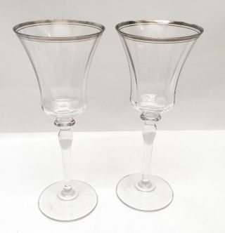 2 Mikasa Jamestown Platinum Water Goblets Wine Glasses 9 1/8”