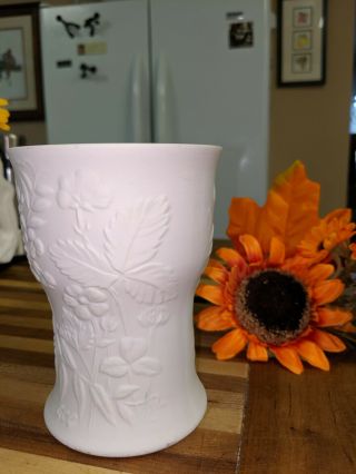 Arabia Finland Pottery Vase In Bisque With Gorgeous Spray Of Flowers,