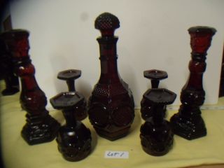 Cape Cod Group Of 4 Cordial Glasses 2 Candlesticks 1 Wine Decanter