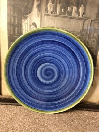 16 " John B.  Taylor Ceramics Blue Swirl Serving Plate.  Gorgeous Detail Signed