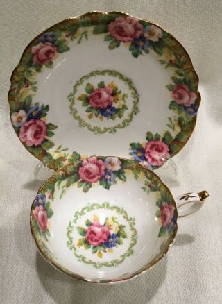 Paragon Queen Mary Cabbage Rose Tea Cup and Saucer NR 2