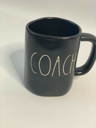 Rae Dunn – Coach Coffee Tea Cup Mug – Black Matte Ceramic Long Letter