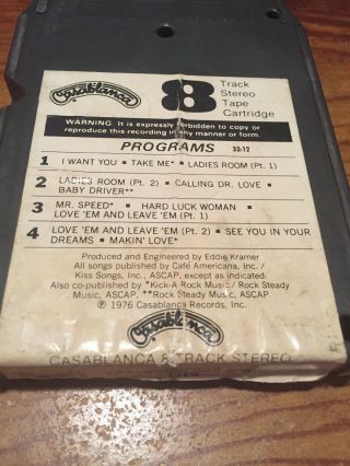 Kiss / “Rock And Roll Over” 1976 Casablanca Records 8 Track Tape 3
