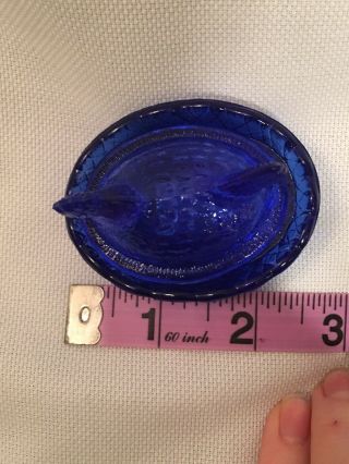 Vintage Glass Hen On A Nest Dishes - Cobalt Blue 3” 2