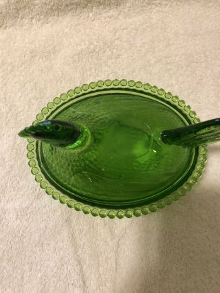 Vintage Indiana Glass Hen On A Nest Green Covered Candy Dish. 2
