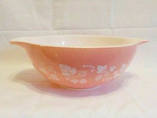 Vintage Pyrex GOOSEBERRY 4 Qt Mixing Bowl White on Pink 2