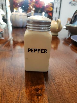 Vintage Milk Glass White Pepper Shaker 5 " High Tin Lid (a012)