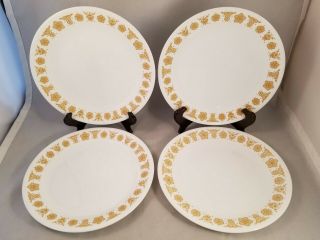 Set Of 4 Corelle Corning Butterfly Gold 8 1/2 " Lunch Luncheon Plates