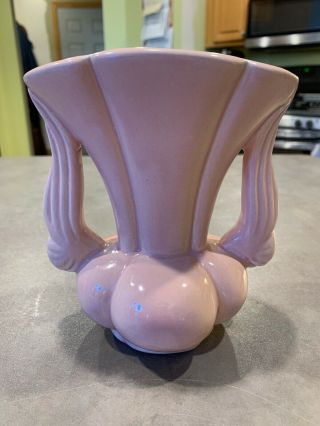 Vintage Mccoy Pottery Pink Vase Glazed Double Handle Art Deco