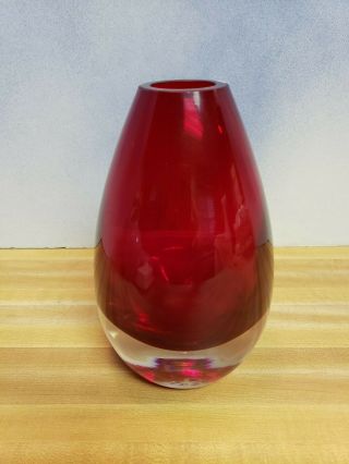 Vintage Ruby Red Art Glass Vase