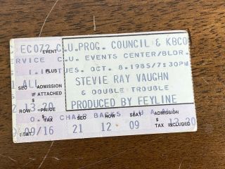 1985 Stevie Ray Vaughan Boulder,  Co.  Concert Ticket Stub