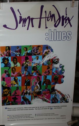 Jimi Hendrix Blues Us Promo Poster 18 " X 30 " Vg