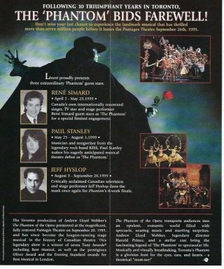 KISS Paul Stanley Phantom of the Opera Pantages Theater Event Brochure Toronto 3