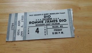 Dio Featuring Ronnie James Dio Concert Ticket,  The Last In Line Tour Jan 4,  1985