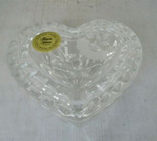 Princess House Heritage Pattern Clear 24 Lead Crystal Heart Trinket Box 805