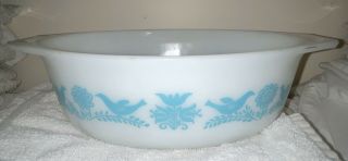 Rare Vintage Pyrex 043 Turquoise Blue Bird Casserole Dish 1 1/2 Qt Promotional