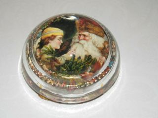 Vintage OLD TIME SANTA CLAUSE CHRISTMAS Holiday Glass Paperweight 2