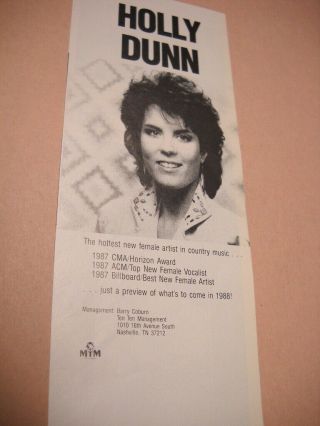 Holly Dunn Hottest Female Country Music 1988 Music Biz Image/text