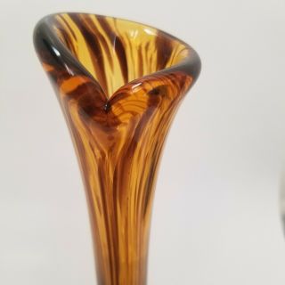VTG Rainbow Glass Co.  Hand Blown Murano Style Tortoise Shell Swirl Vase 10 3/4 