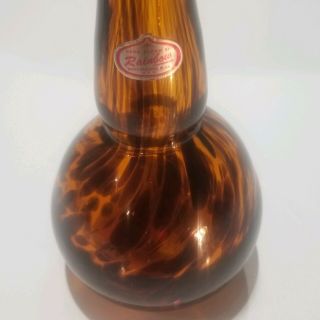 VTG Rainbow Glass Co.  Hand Blown Murano Style Tortoise Shell Swirl Vase 10 3/4 