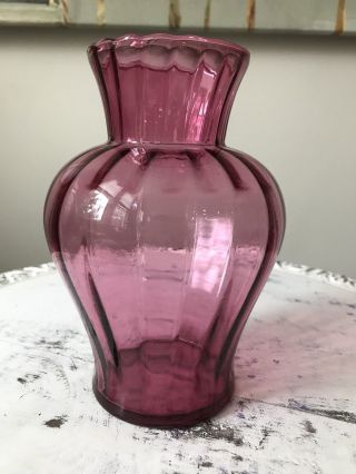 Anchor Hocking Pink Depression Glass Flower Waffle 6 " Vase