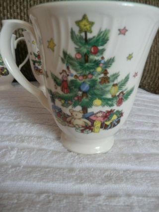NIKKO Happy Holidays Coffee Mug Set of 4 w/Box Large Tea Cup w/Teddy Bear 4