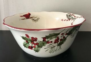 Better Homes Gardens Christmas Heritage Holly & Berry 10” Serving Bowl