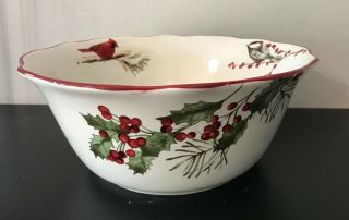 Better Homes Gardens Christmas Heritage Holly & Berry 10” Serving Bowl 4