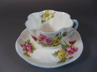 Vintage Shelley Begonia Fine Bone China Dainty Shape Tea Cup and Saucer Set 2