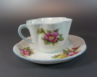 Vintage Shelley Begonia Fine Bone China Dainty Shape Tea Cup and Saucer Set 3