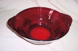 Paden City Glass,  Ruby Red,  Tab Handled,  Largo Pattern Bowl - Line 220