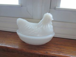 Vintage Hen On Nest Milk Glass Small Hazel Atlas Candy Dish